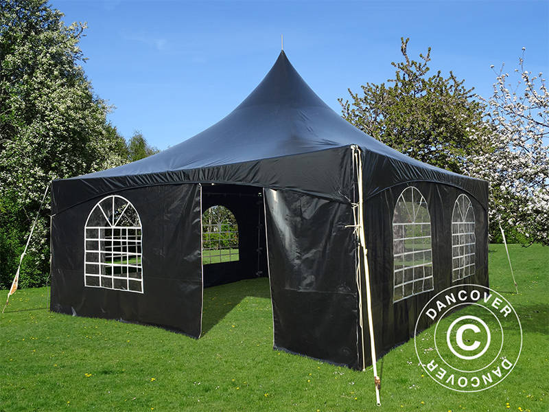 Pagoda partytelt PartyZone 5x5m, PVC, svart