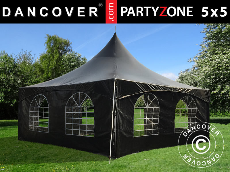 Pagoda partytelt PartyZone 5x5m, PVC, svart