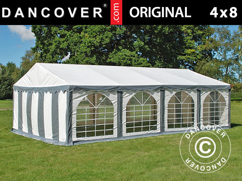 Partytelt Original 4x8m PVC 900, Grå/Hvit