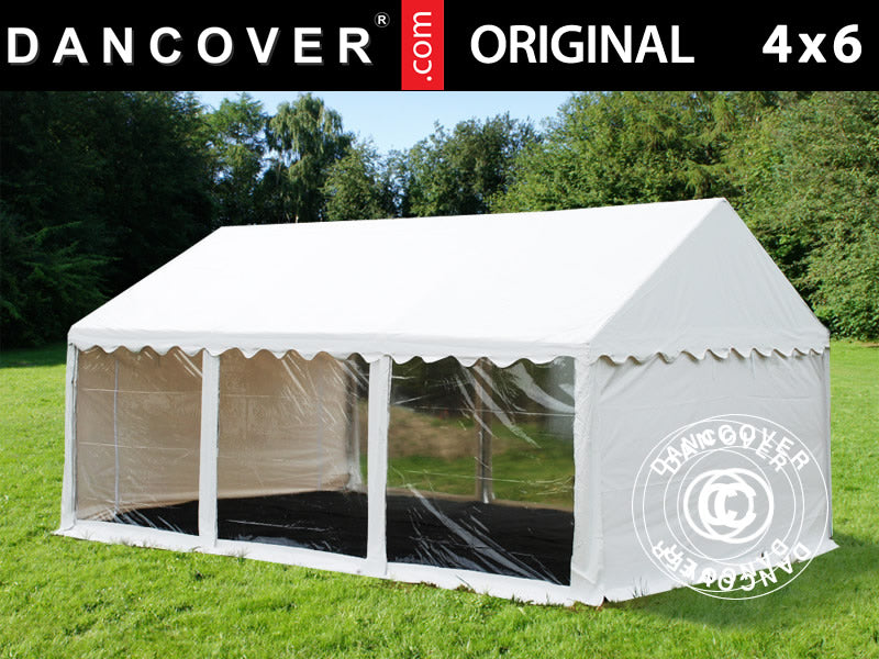 Partytelt Original 4x6m PVC 900, Panorama, Hvit