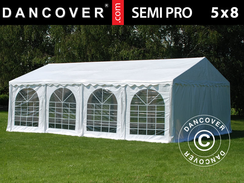 Partytelt SEMI PRO Plus 5x8m PVC 900, Hvit