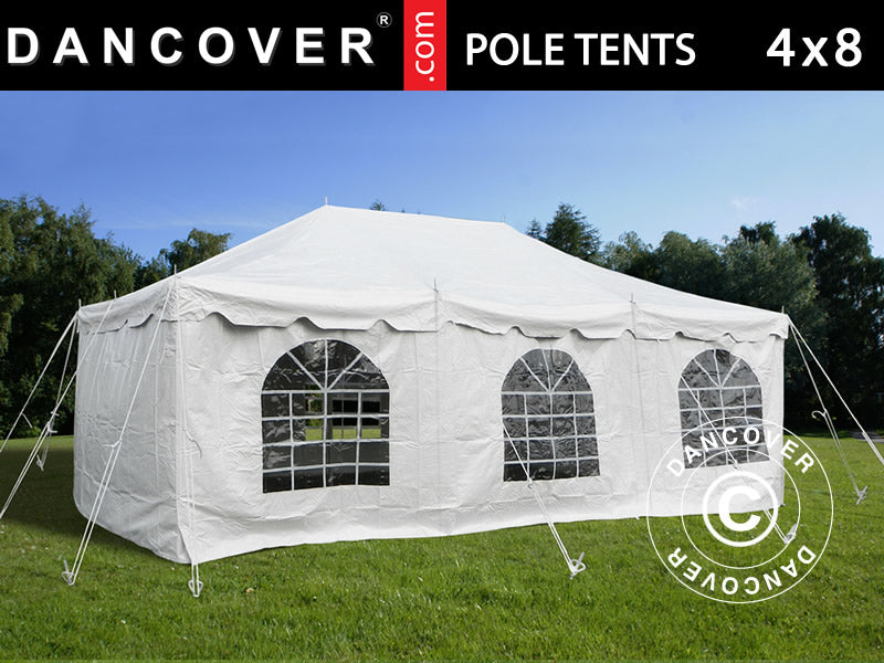 Pole tent 4x8m PVC, Hvit