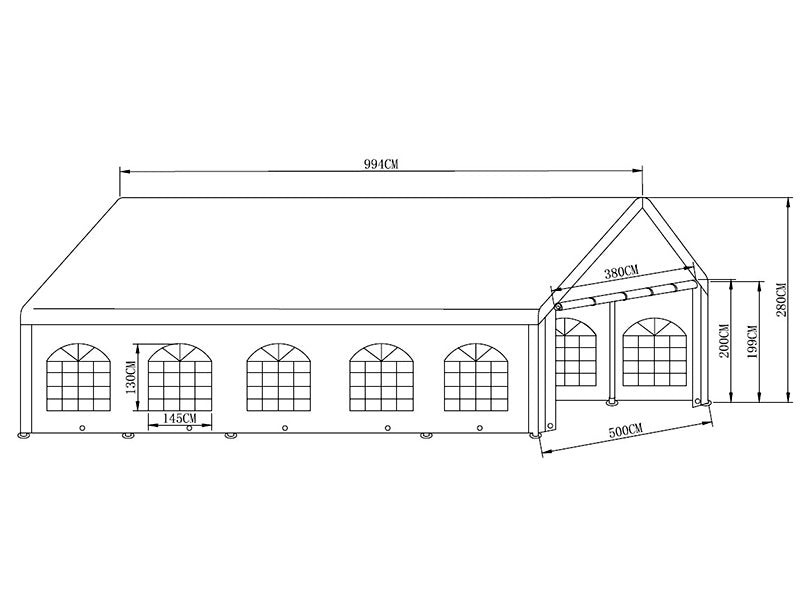 Partytelt Basic 5x10m PE 500, Hvit