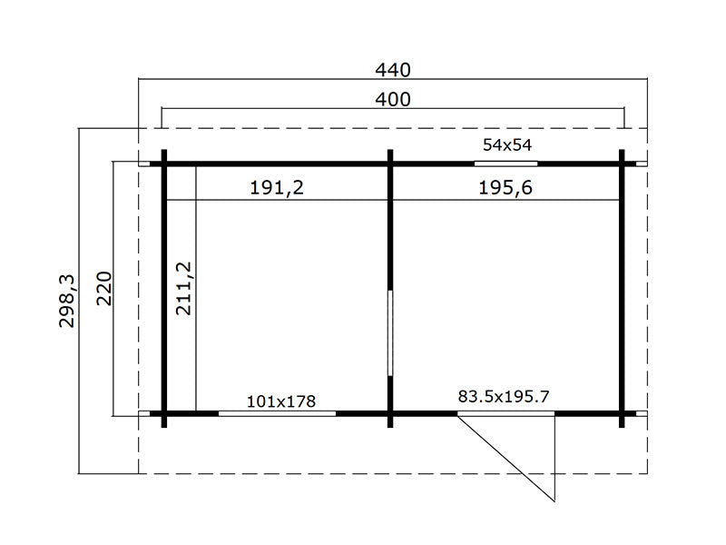 Badstuhytte Levi, 4x2,2m ,8,26m², Naturlig
