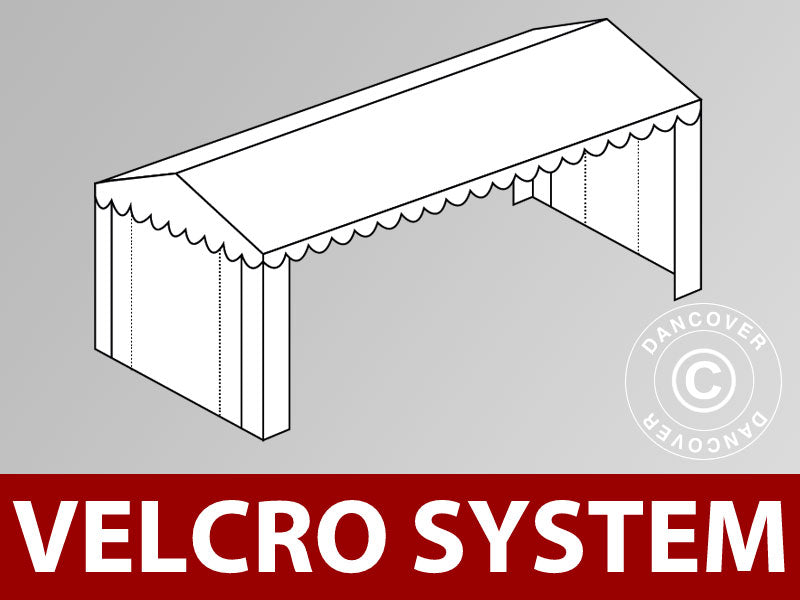 Takduk med borrelås for Plus partytelt 5x8m, Hvit