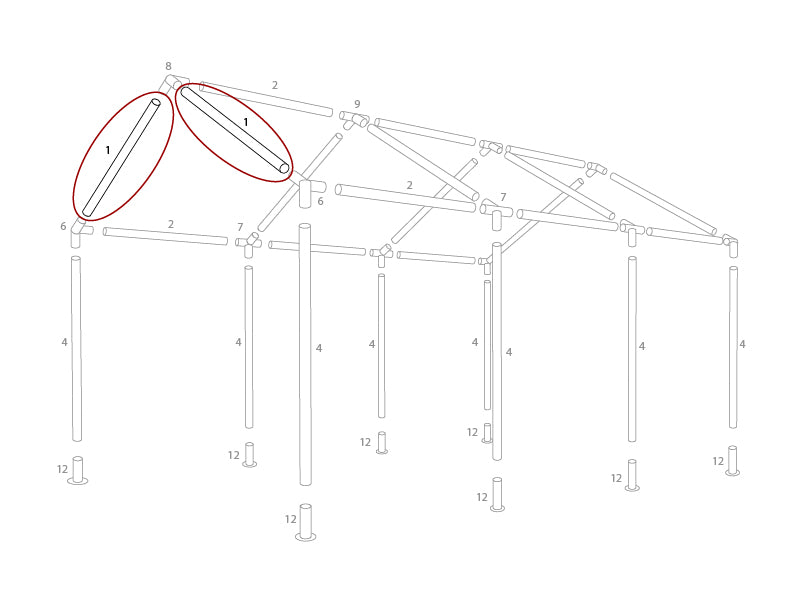Rør til tak, Ø38mm, 1410mm