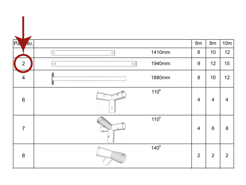 Rør til tak, Ø38mm, 1940mm