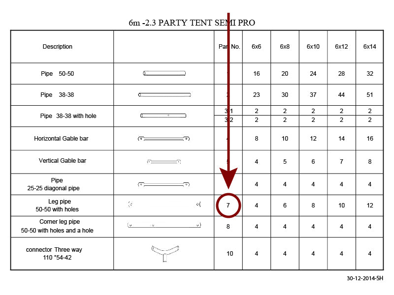 Stå-ben, Ø50mm, 2188mm
