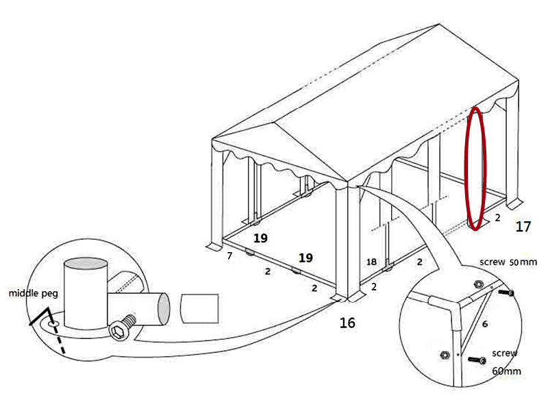 Stå-ben, Ø50mm, 2188mm
