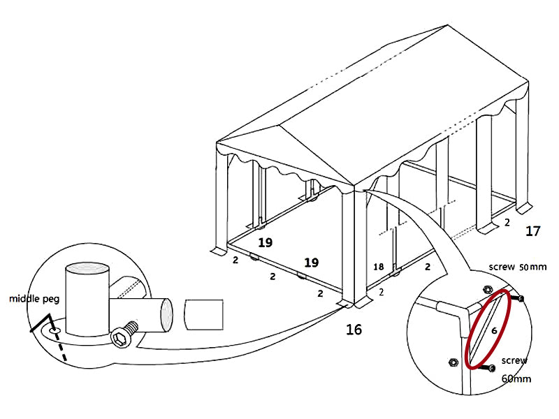Gavlrør diagonal, Ø25mm, 1158mm