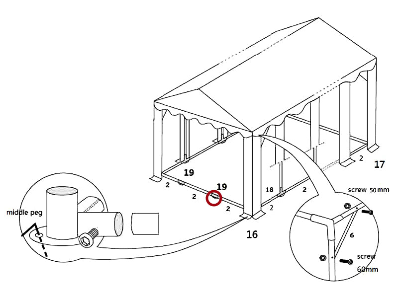 2-veis rørkobling  for bunnramme, Ø42mm