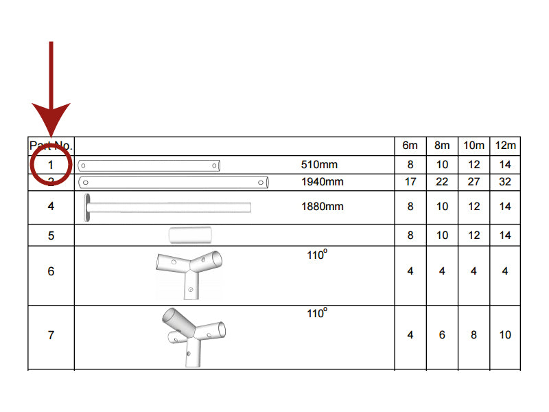 Rør til tak, Ø38mm, 510mm