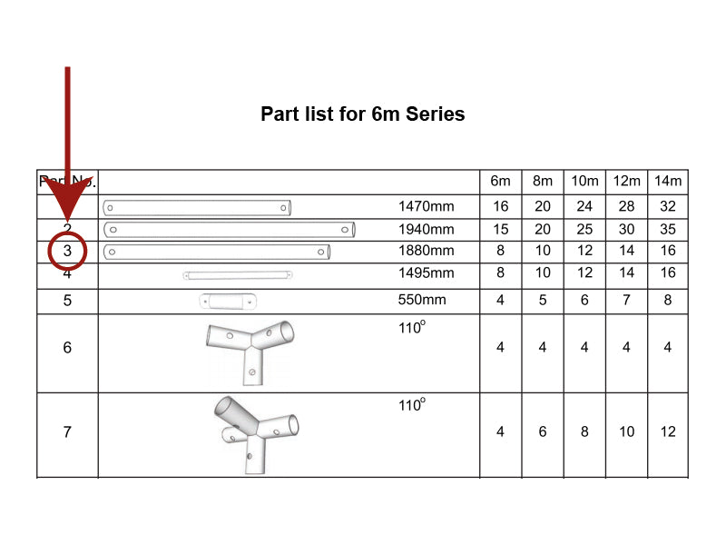 Stå-ben, Ø38mm, 1880mm