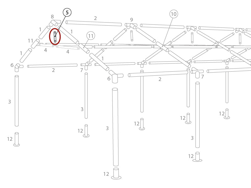 Gavlrør vertikalt, Ø25mm, 530mm