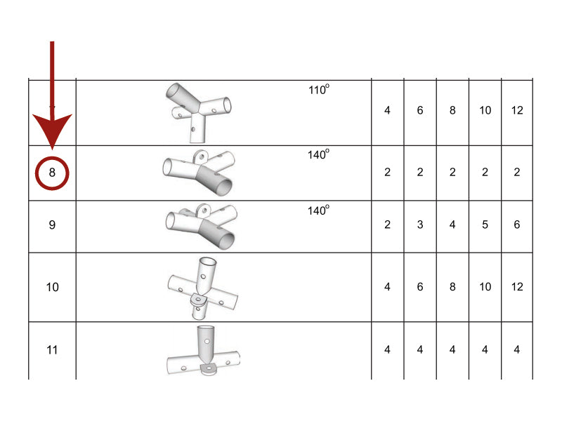 3-veis rørkobling, Ø42mm, 140°