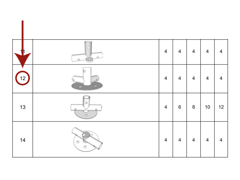 3-veis rørkobling til bunnramme, Ø42mm, 90°