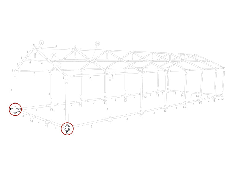 3-veis rørkobling til bunnramme, Ø42mm, 90°