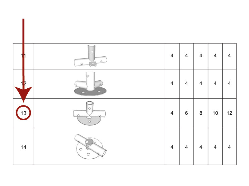3-veis rørkobling  for bunnramme, Ø42mm, 250x80mm