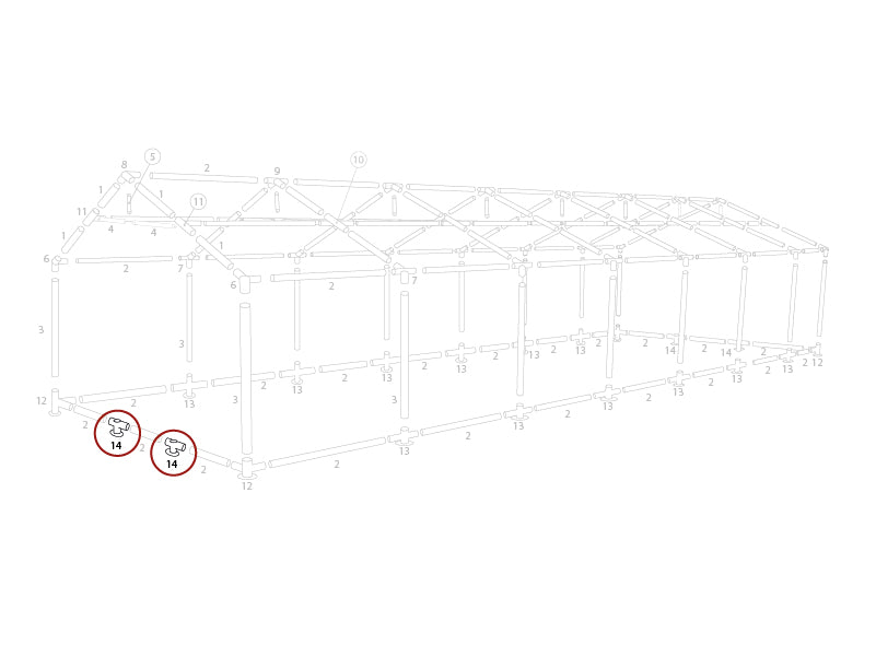 2-veis rørkobling for bunnramme, Ø42mm, 250x50mm