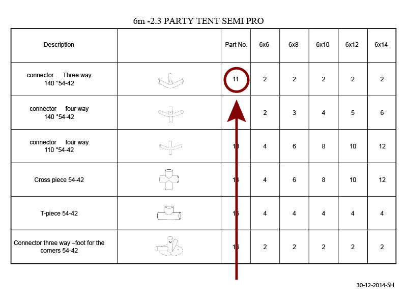 3-veis rørkobling, Ø42+Ø54mm, 140°