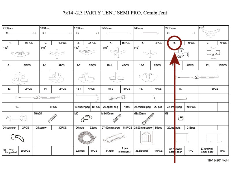 Rør til tak, Ø38mm, 2210mm