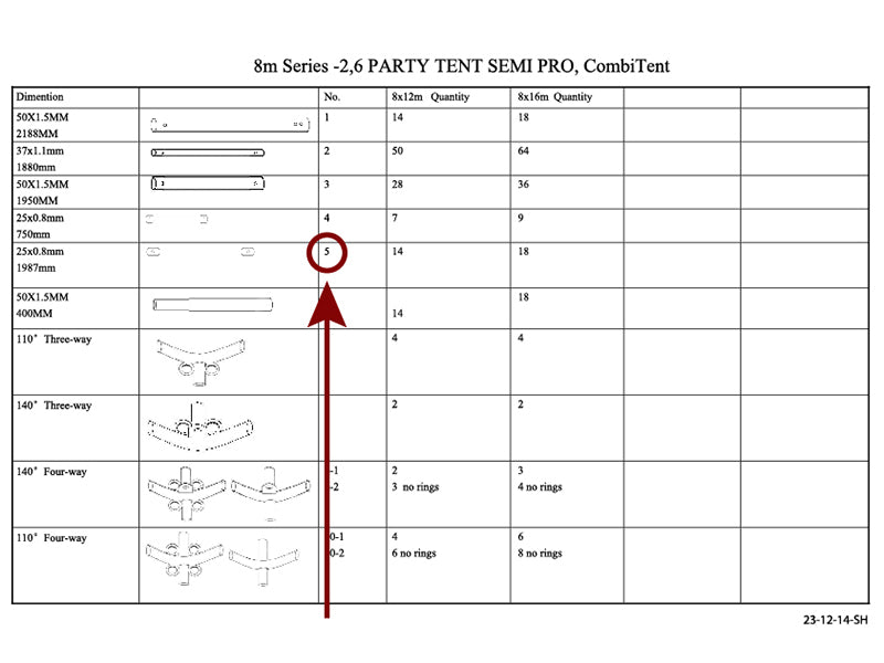 Gavlrør horisontal, Ø25mm, 1987mm