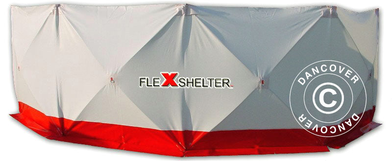 Sikringsskjerm FleXshelter PRO, 7,2x1,8m, hvit/rød
