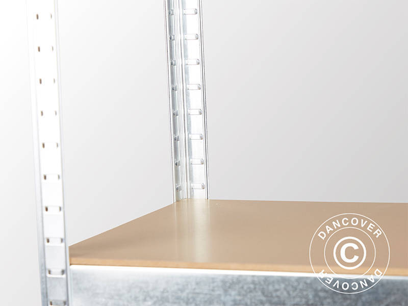 Oppbevaringshylle m/4 hyller, 0,9x0,4x1,8m, Sølv