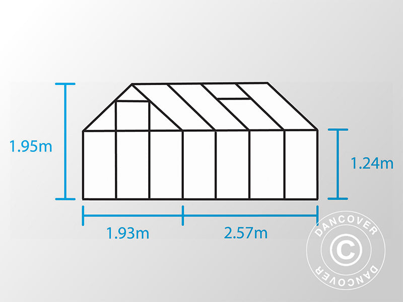 Drivhus Glass Halls Popular 5m², 1,93x2,57x1,95m, Aluminium