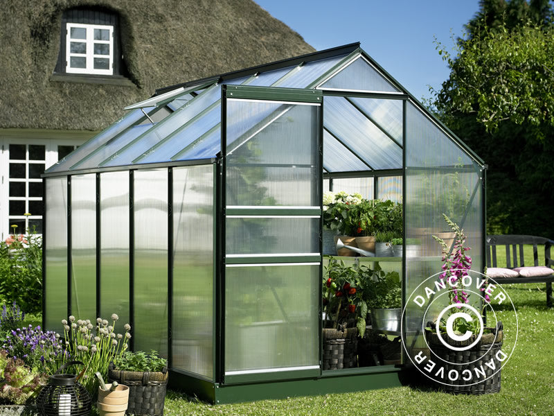 Drivhus Polykarbonat Halls Popular 6,2m², 1,93x3,19x1,95m, Grønn