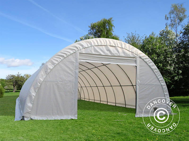 Rundbuehall 9,15x12x4,5m, PVC, Hvit