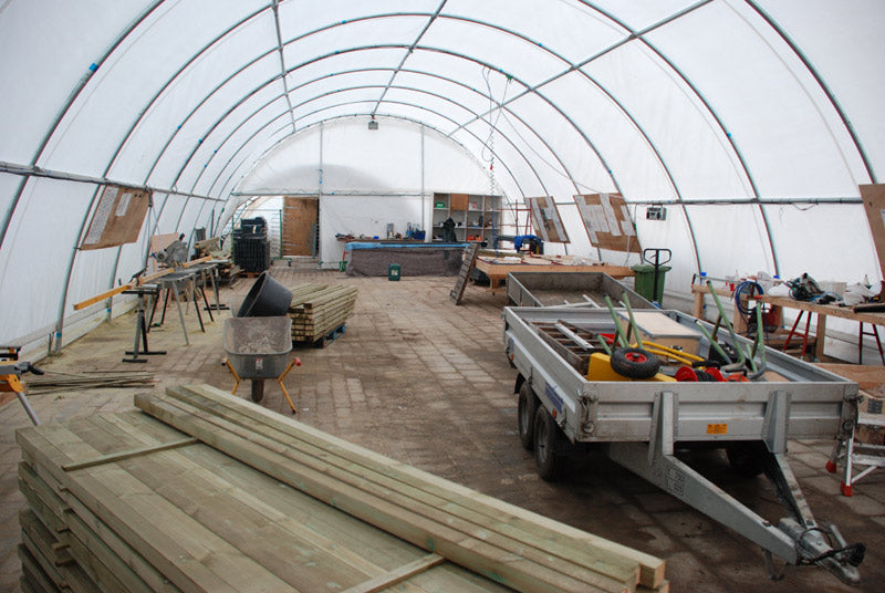 Rundbuehall 9,15x20x4,5m, PVC, Hvit