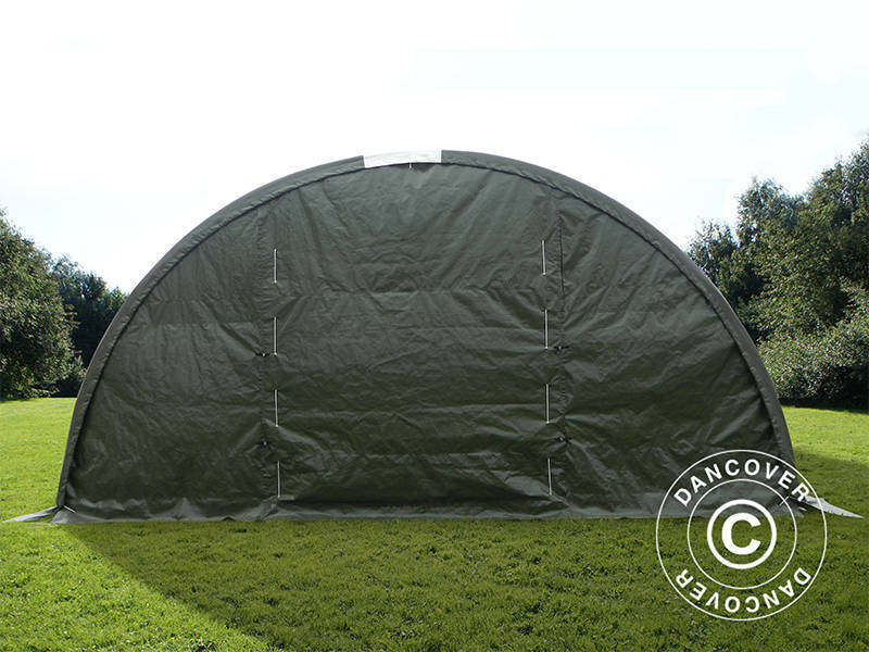 Rundbuehall 9,15x20x4,5m, PE m/hvitt takpanel, Grønn