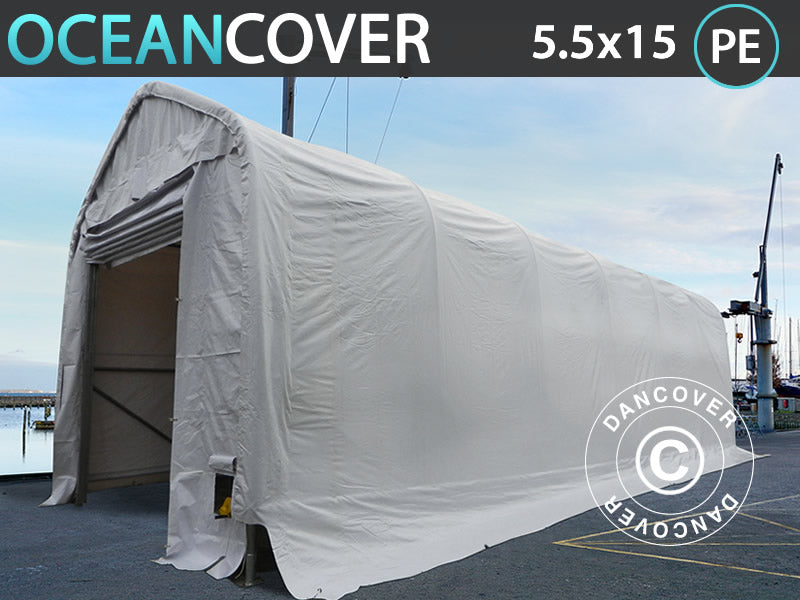 Telthall Oceancover 5,5x15x4,1x5,3m, PE, Hvit