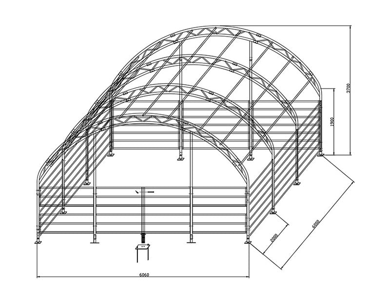 Husdyrtelt fagverk 6x6x3,7m, PVC, Grønt