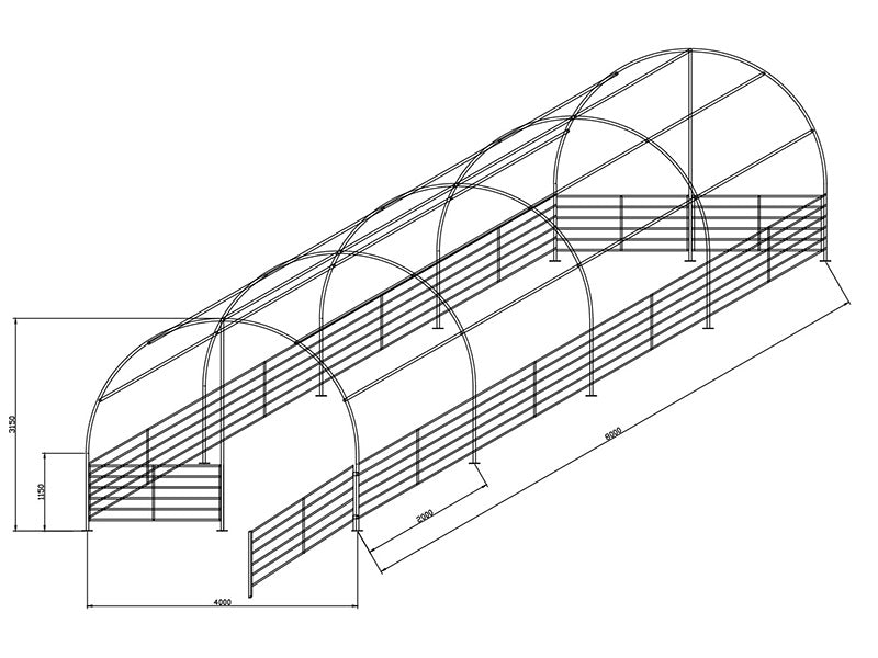 Husdyrtelt 4x8x3,15m, PVC, Grønt
