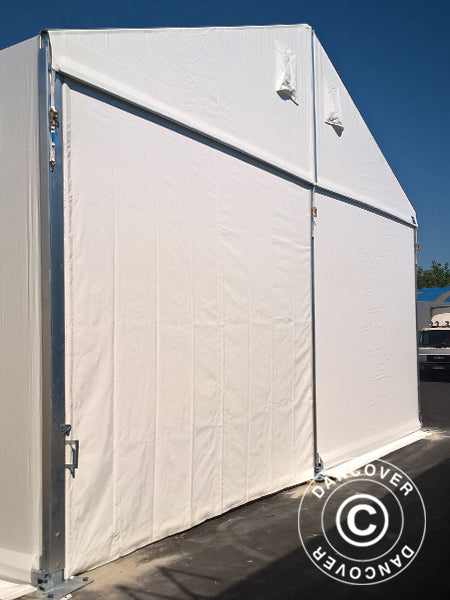 Industriell telthall Alu 15x30x6,53m m/skyveport, PVC, hvit