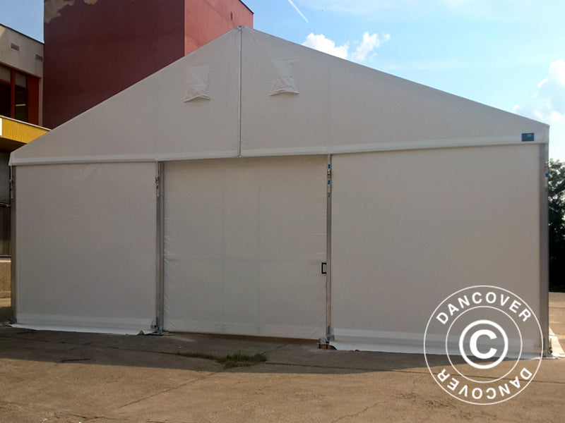 Industriell telthall Alu 20x50x9,04m m/skyveport, PVC, hvit