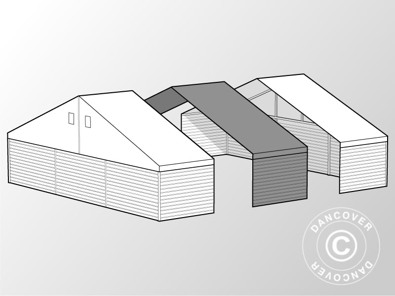 Forlengelse til industriell telthall Alu, PVC/metall 10x10x4,52, 5m, hvit