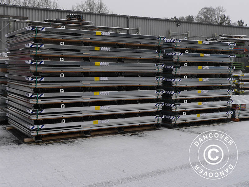 Container, Rigel, 5,1x2,1x2,1m m/ doble sidehengslede dører, sølvfarget