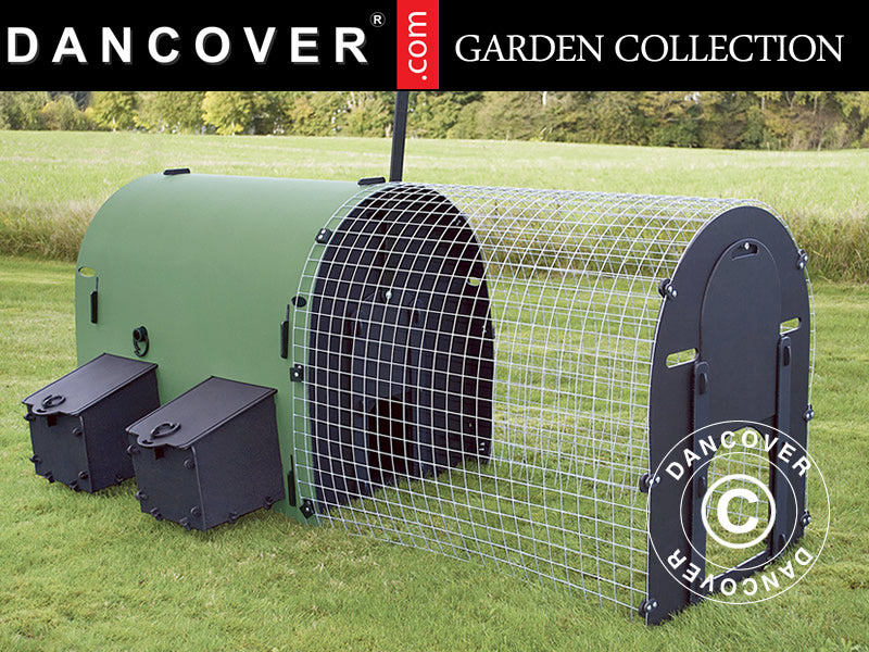 Hønsehus/hønsegård, 1,2x2,4x1,02m, resirkulert PVC, Grønn/Svart
