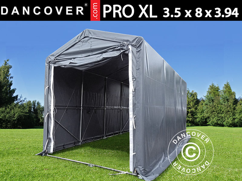 Lagertelt PRO XL 3,5x8x3,3x3,94m, PVC, Grå