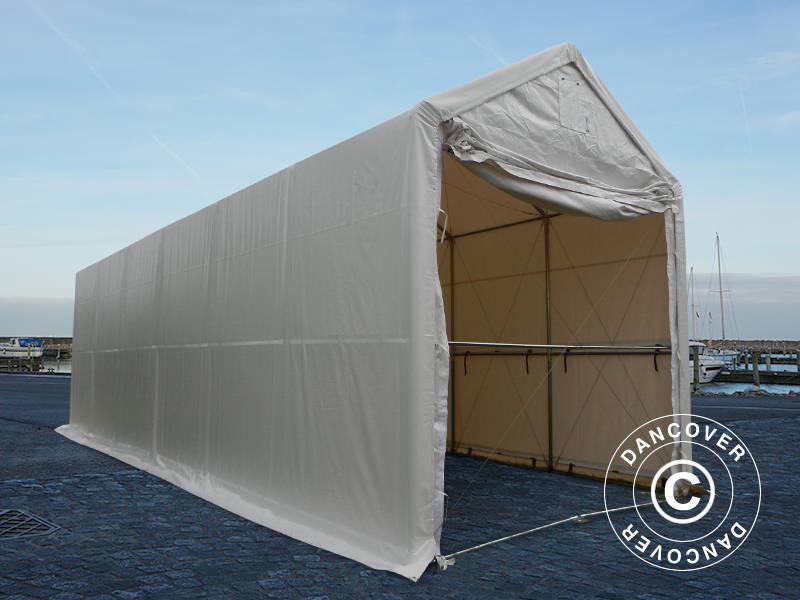 Lagertelt PRO XL 4x12x3,5x4,59m, PVC, Hvit