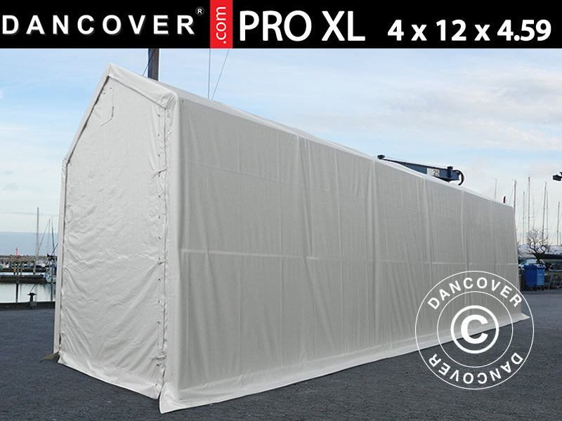 Lagertelt PRO XL 4x12x3,5x4,59m, PVC, Hvit
