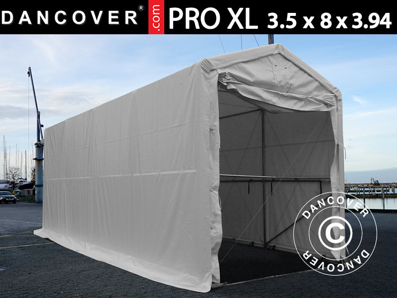 Lagertelt PRO XL 3,5x8x3,3x3,94m, PVC, Hvit