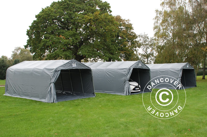 Garasjetelt PRO 3,6x7,2x2,68m PVC med teltbunn, Grå