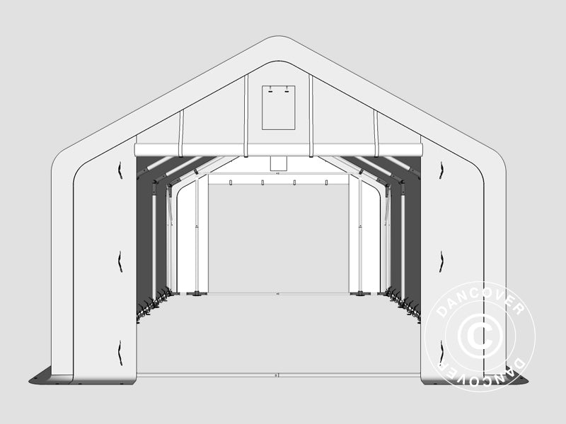 Lagertelt PRO 4x8x2x3,1m, PVC, Grå