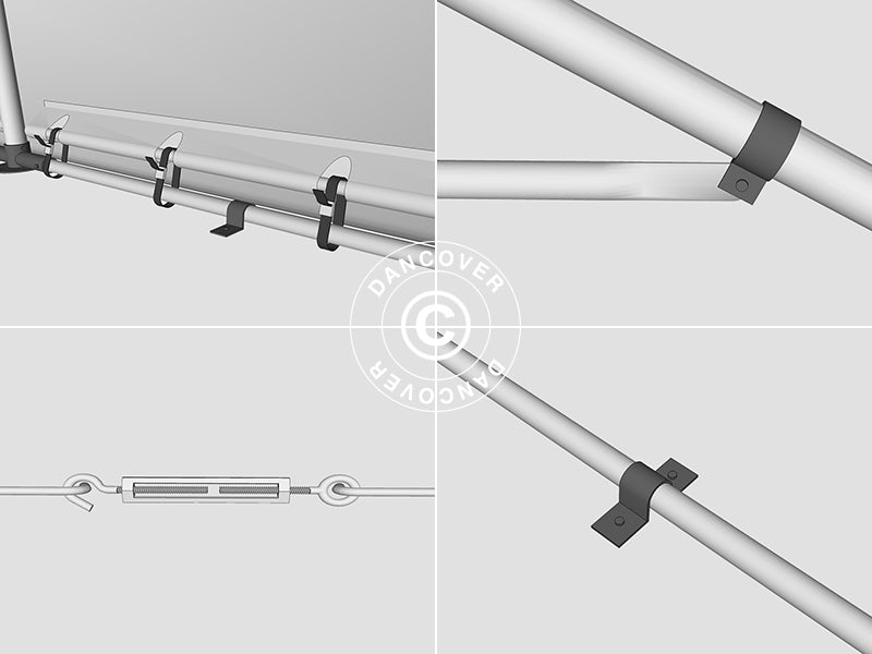 Lagertelt PRO 4x8x2x3,1m, PVC, Grå