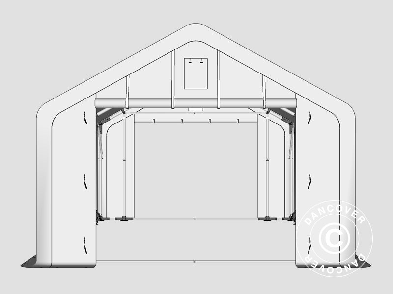 Lagertelt PRO 4x6x2x3,1m, PVC, Grå