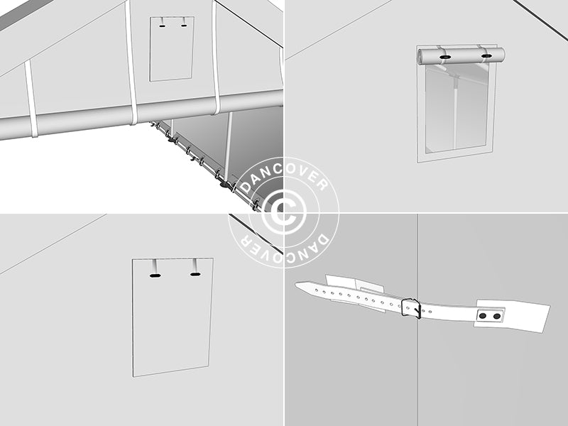 Lagertelt PRO 4x6x2x3,1m, PVC, Grå